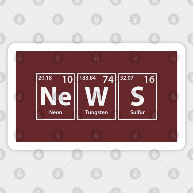 News (Ne-W-S) Periodic Elements Spelling Sticker by cerebrands